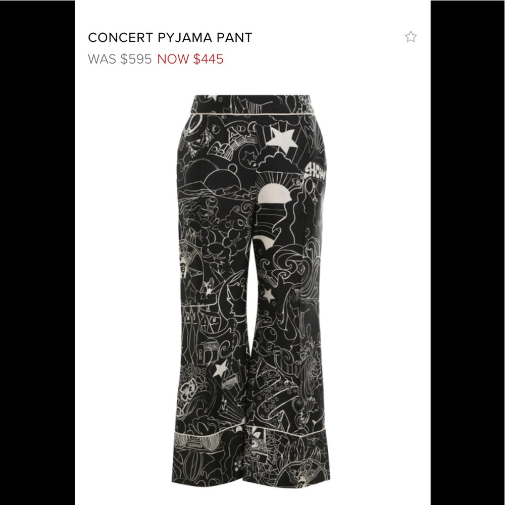 Zimmermann 1 Concert Pyjama Pajama pants silk Black Collage Star $595 US6